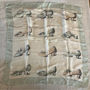 Adrienne Vittadini 100% Silk Vintage Large Scarf Shoe High Heels Print